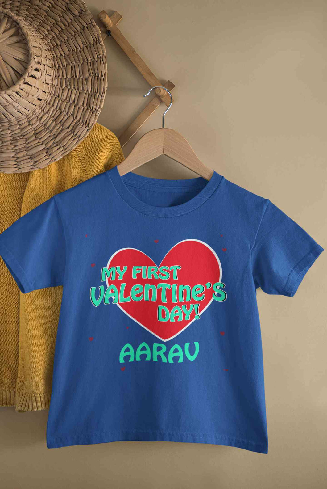 Custom Name 1st Valentine Half Sleeves T-Shirt for Boy-KidsFashionVilla