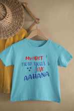 Load image into Gallery viewer, Customized Name My First New Year Half Sleeves T-Shirt For Girls -KidsFashionVilla
