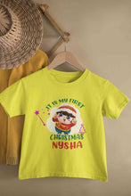 Load image into Gallery viewer, Customized Name It Is My First Christmas Half Sleeves T-Shirt For Girls -KidsFashionVilla

