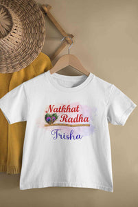 Custom Name Natkhat Radha Janmashtami Half Sleeves T-Shirt For Girls -KidsFashionVilla