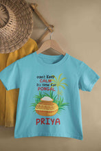 Load image into Gallery viewer, Custom Name Time For Pongal Half Sleeves T-Shirt For Girls -KidsFashionVilla
