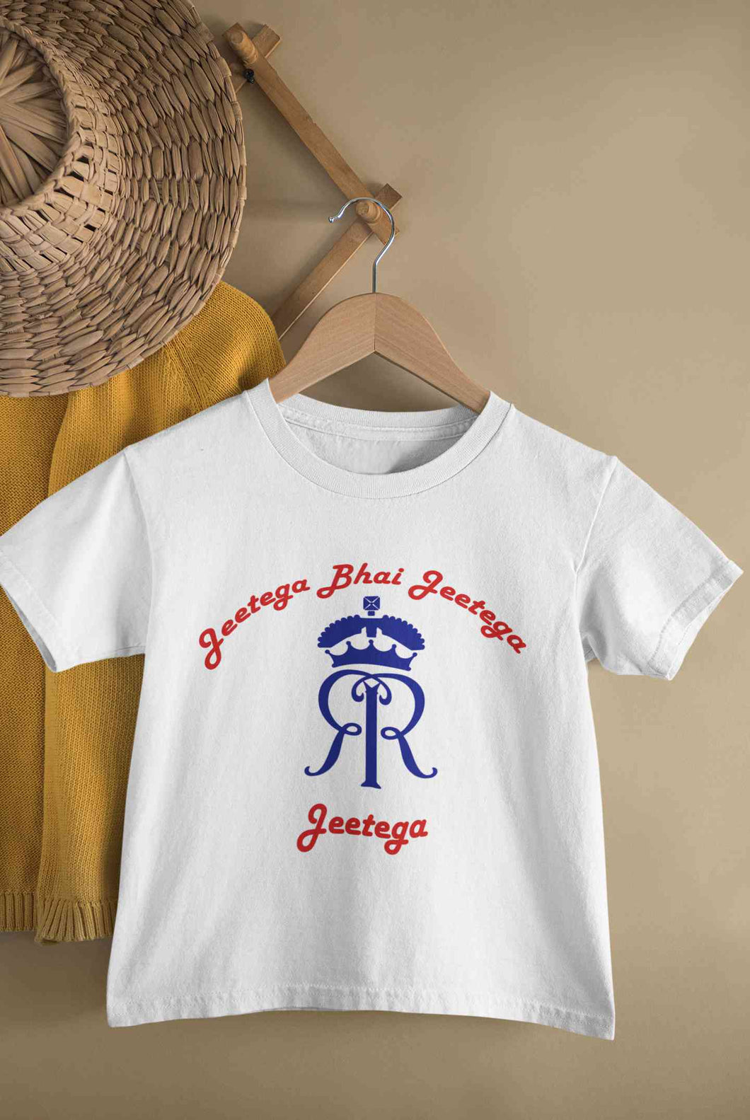 IPL Rajasthan Royals Jeetega Bhai Jeetega RR Jeetega Half Sleeves T-Shirt For Girls -KidsFashionVilla