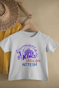 Custom Name IPL CSK Chennai Super Kings Little Fan Half Sleeves T-Shirt for Boy-KidsFashionVilla