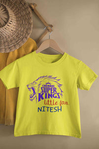 Custom Name IPL CSK Chennai Super Kings Little Fan Half Sleeves T-Shirt for Boy-KidsFashionVilla