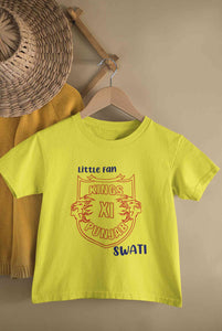 Custom Name IPL PBKS Punjab Super Kings Little Fan Half Sleeves T-Shirt For Girls -KidsFashionVilla