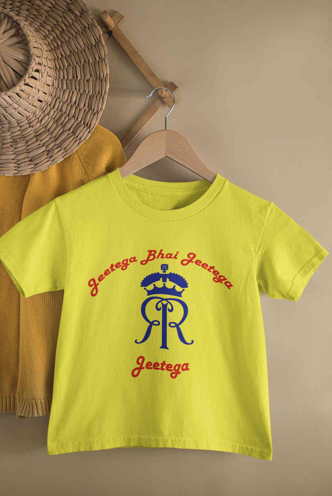 IPL Rajasthan Royals Jeetega Bhai Jeetega RR Jeetega Half Sleeves T-Shirt For Girls -KidsFashionVilla