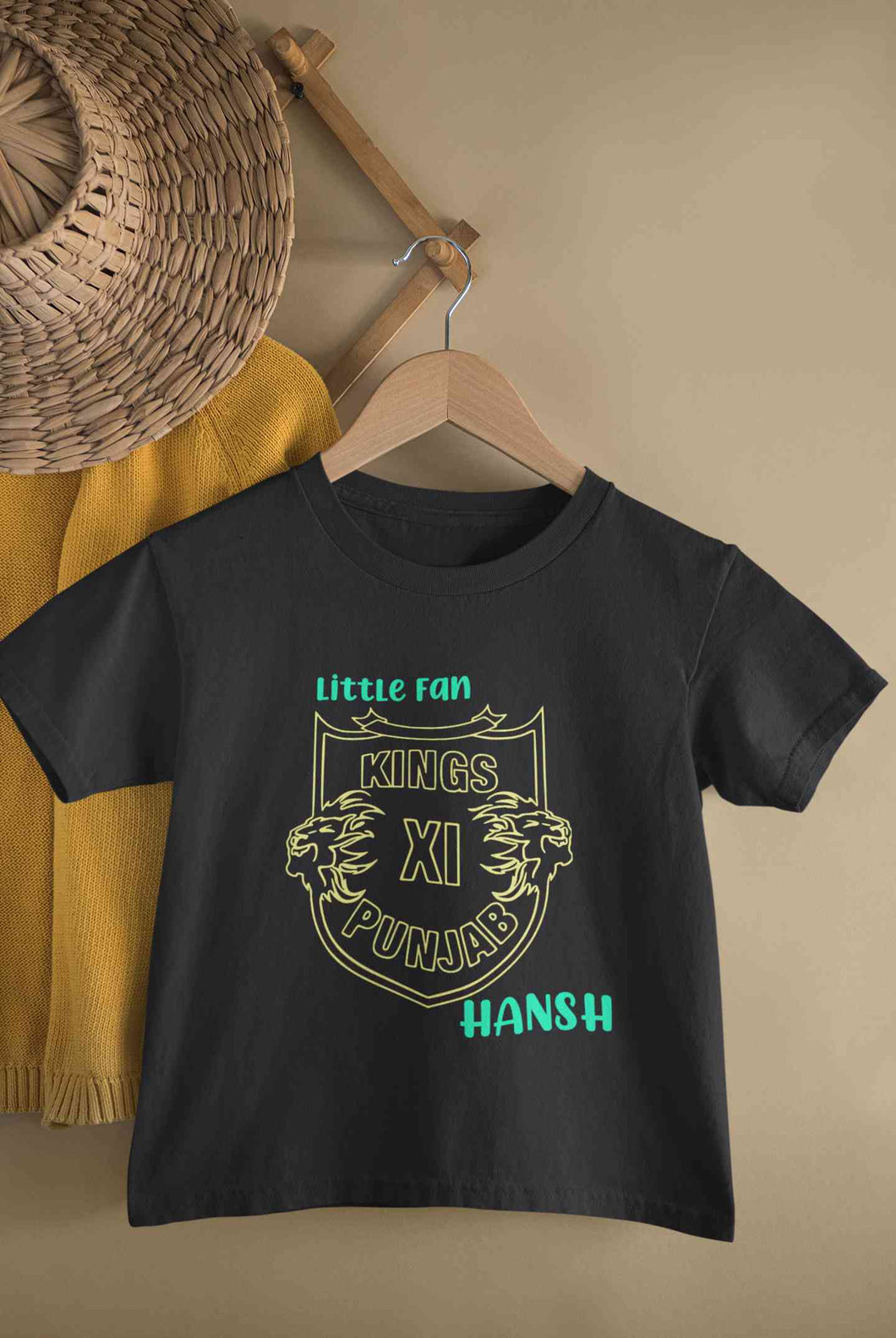 Custom Name IPL PBKS Punjab Super Kings Little Fan Half Sleeves T-Shirt for Boy-KidsFashionVilla