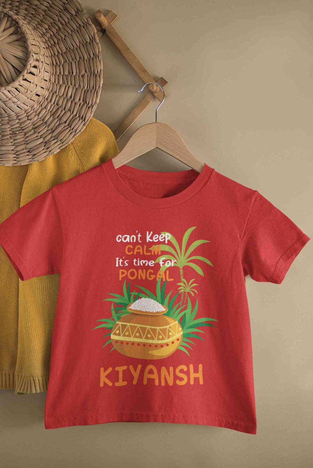 Custom Name Time For Pongal Half Sleeves T-Shirt for Boy-KidsFashionVilla