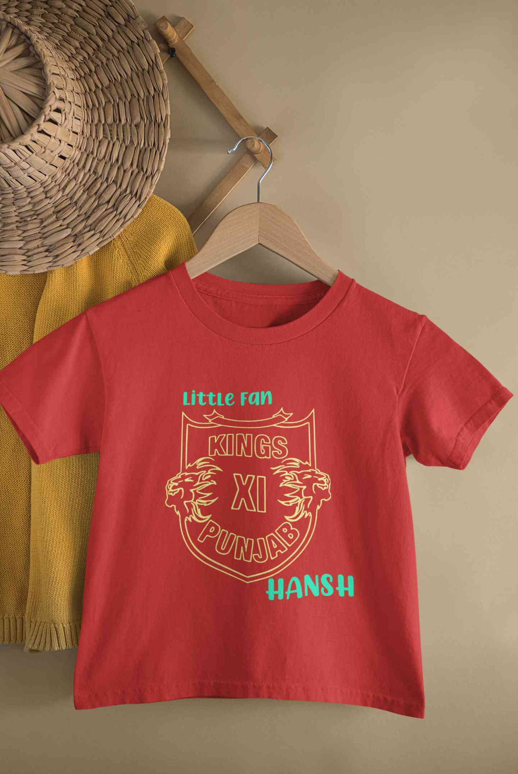 Custom Name IPL PBKS Punjab Super Kings Little Fan Half Sleeves T-Shirt for Boy-KidsFashionVilla