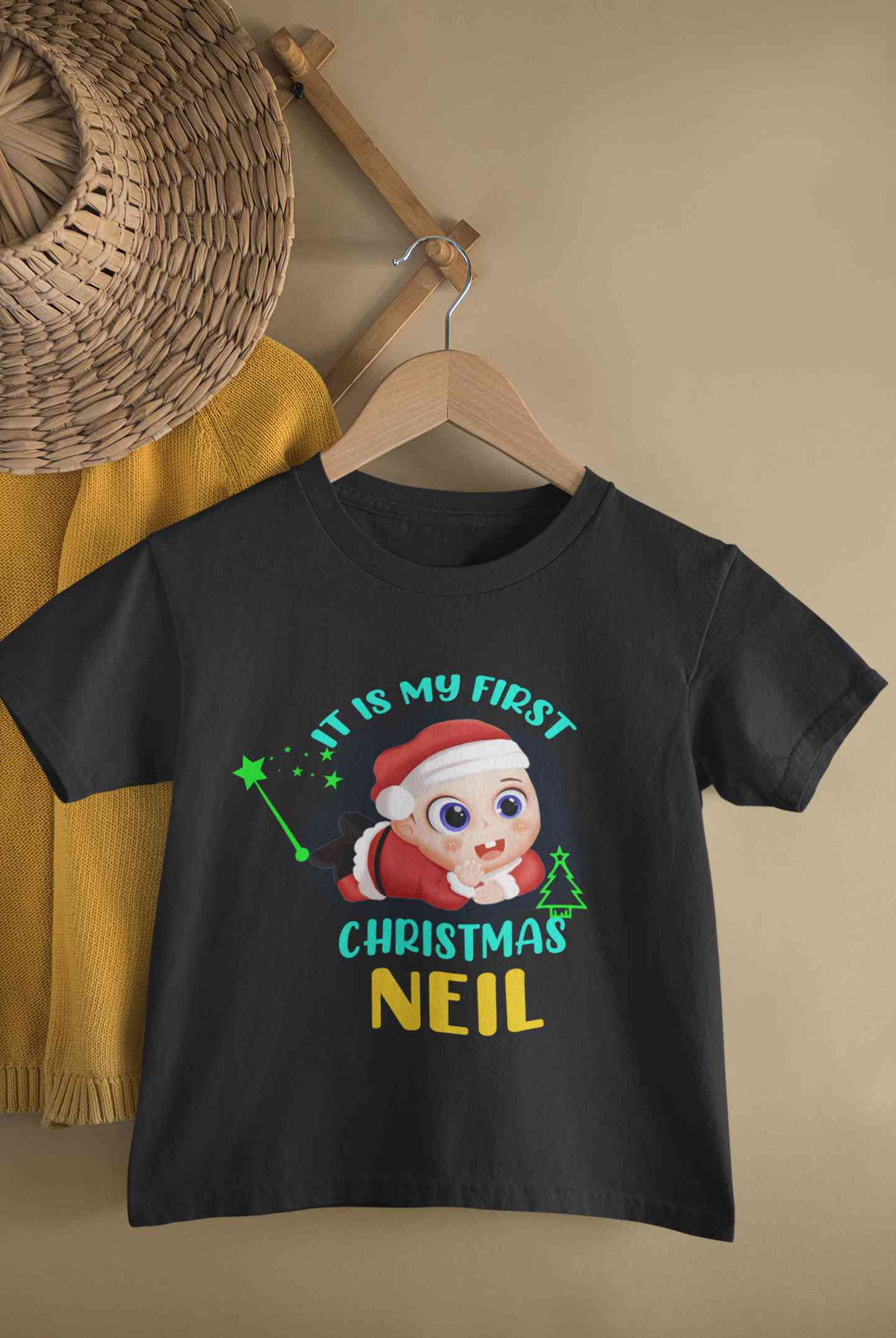 Customized Name It Is My First Christmas Half Sleeves T-Shirt for Boy-KidsFashionVilla