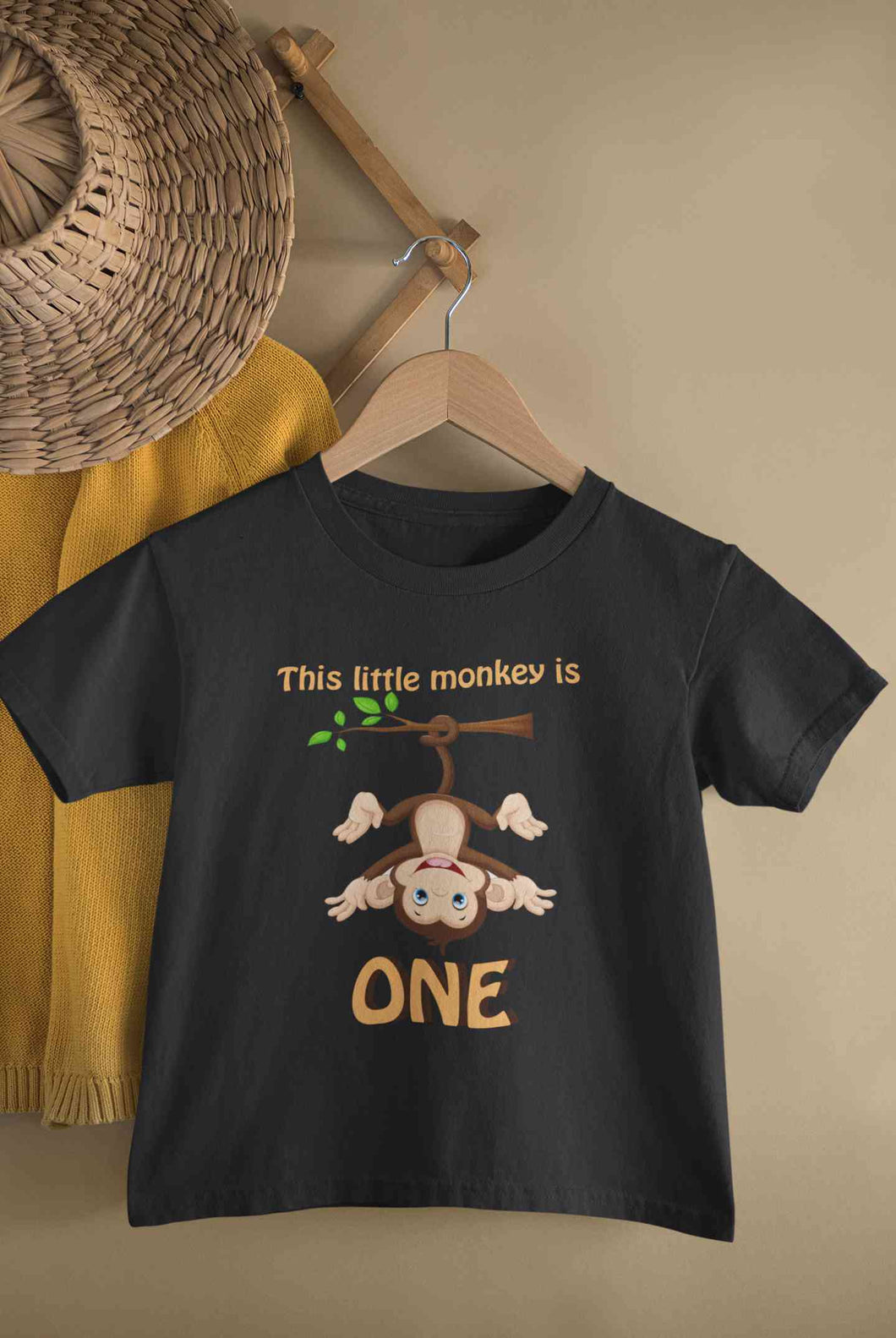 Little Monkey Is One First Birthday Half Sleeves T-Shirt for Boy-KidsFashionVilla