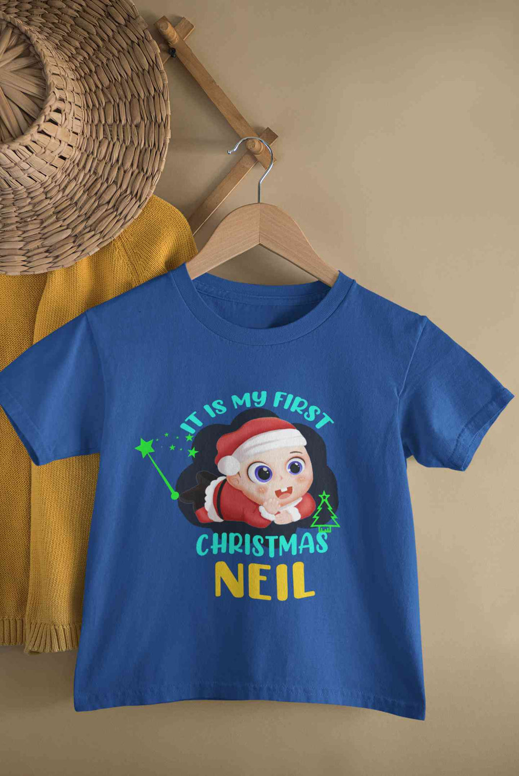 Customized Name It Is My First Christmas Half Sleeves T-Shirt for Boy-KidsFashionVilla