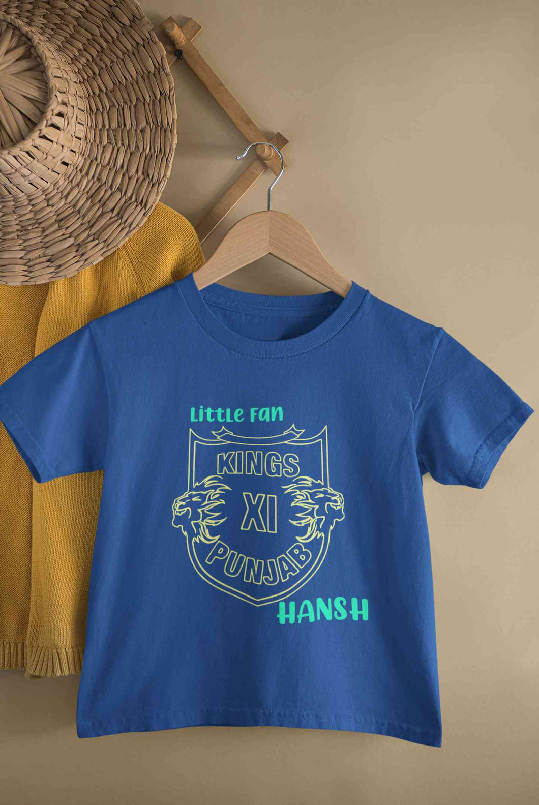 Custom Name IPL PBKS Punjab Super Kings Little Fan Half Sleeves T-Shirt for Boy-KidsFashionVilla