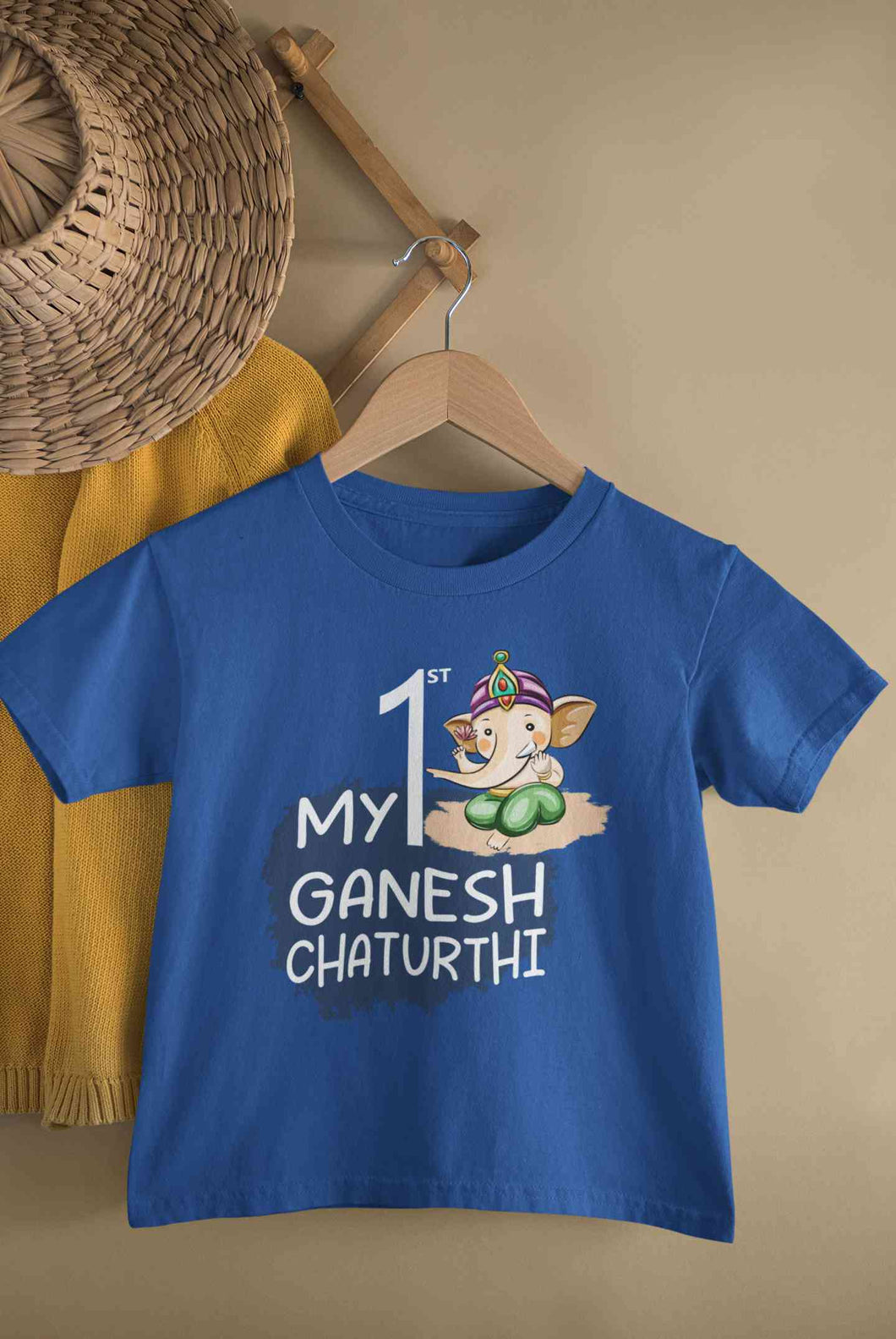 My 1st Ganesh Chaturthi Half Sleeves T-Shirt For Girls -KidsFashionVilla