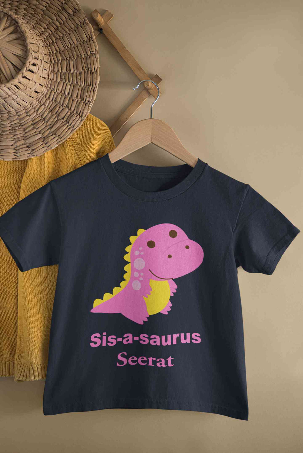 Custom Name Sis A Sauras Rakhi Half Sleeves T-Shirt For Girls -KidsFashionVilla