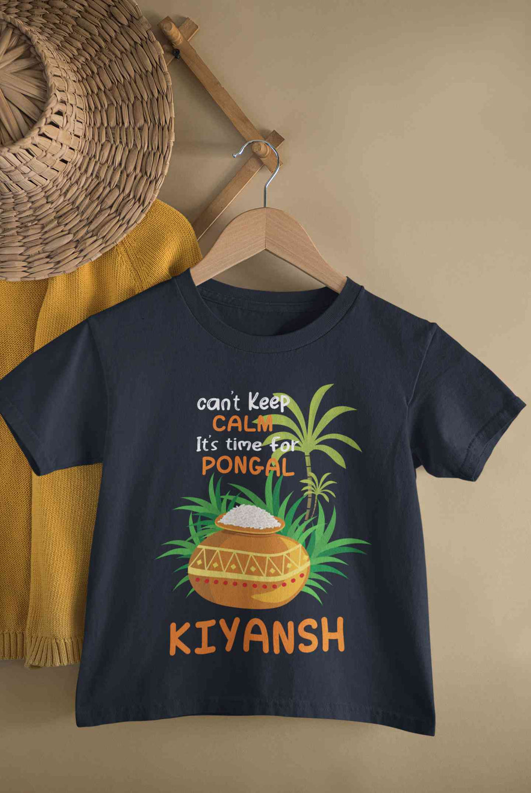 Custom Name Time For Pongal Half Sleeves T-Shirt for Boy-KidsFashionVilla