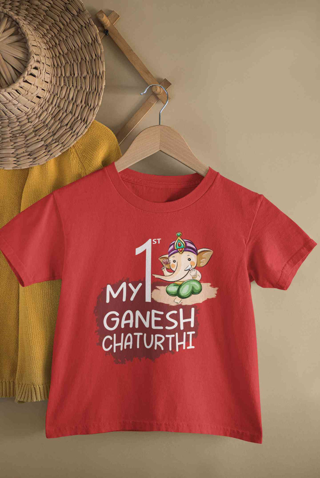 My 1st Ganesh Chaturthi Half Sleeves T-Shirt For Girls -KidsFashionVilla