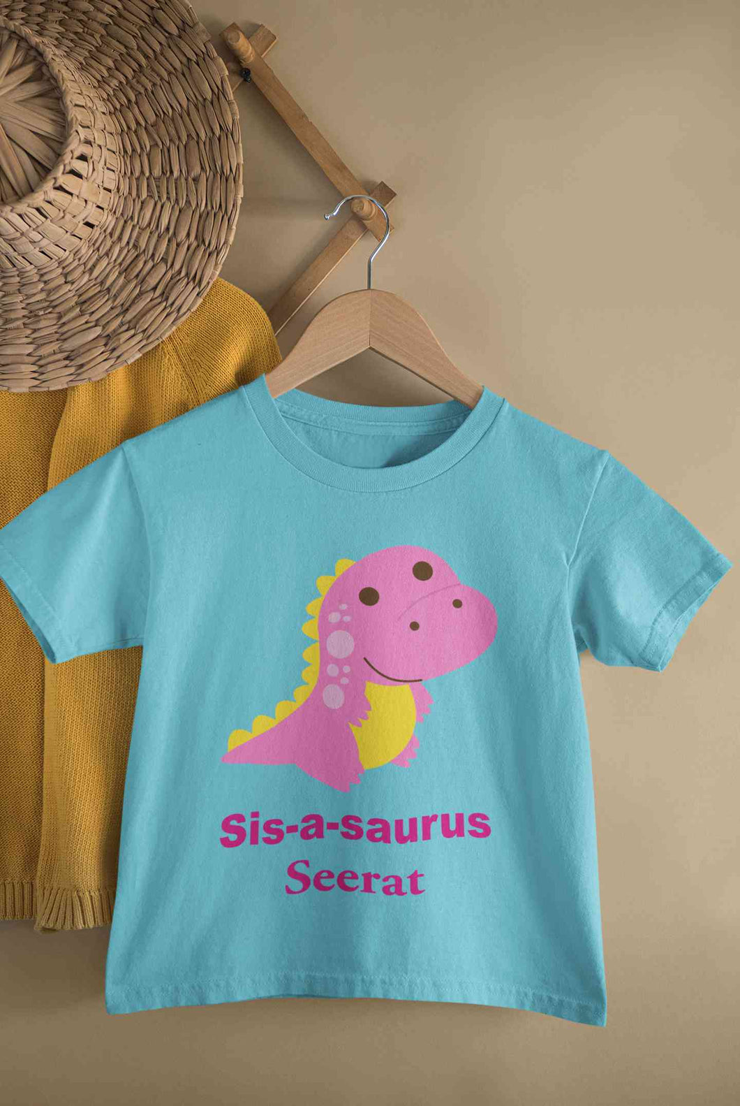 Custom Name Sis A Sauras Rakhi Half Sleeves T-Shirt For Girls -KidsFashionVilla