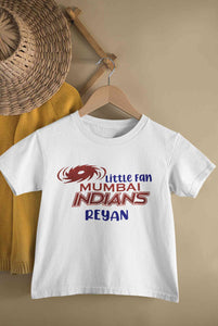 Custom Name IPL MI Mumbai Indians Little Fan Half Sleeves T-Shirt for Boy-KidsFashionVilla