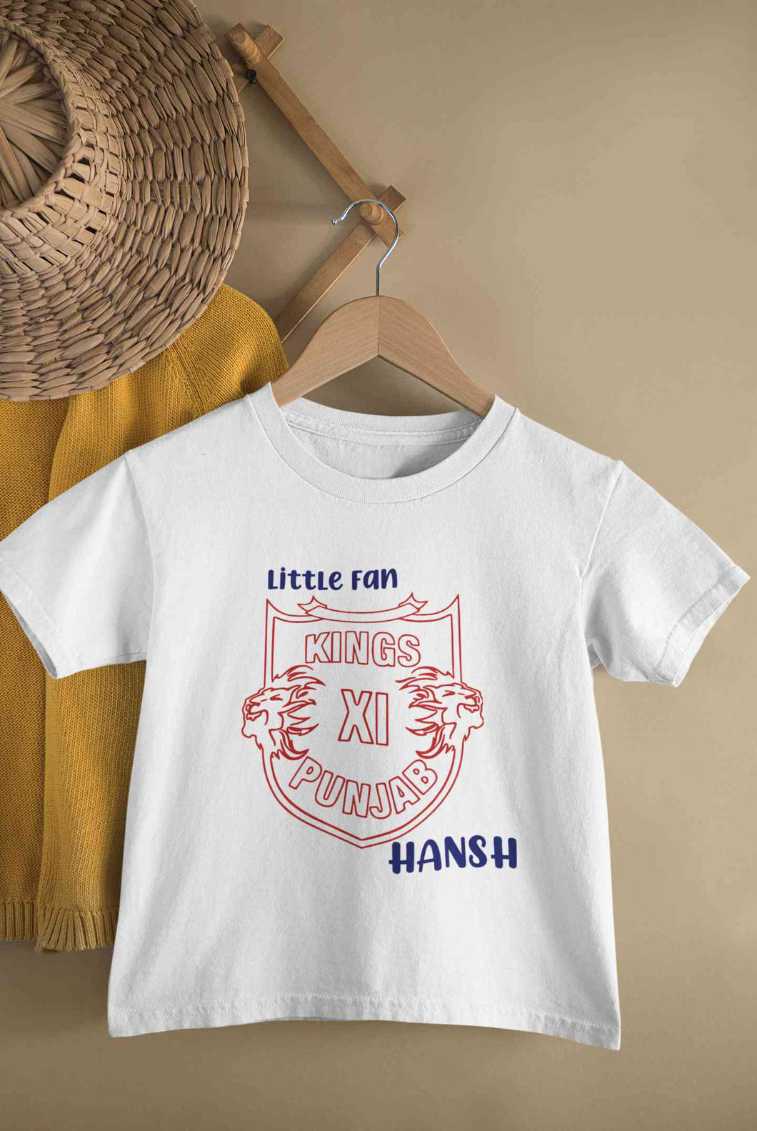 Custom Name IPL PBKS Punjab Super Kings Little Fan Half Sleeves T-Shirt for Boy-KidsFashionVilla