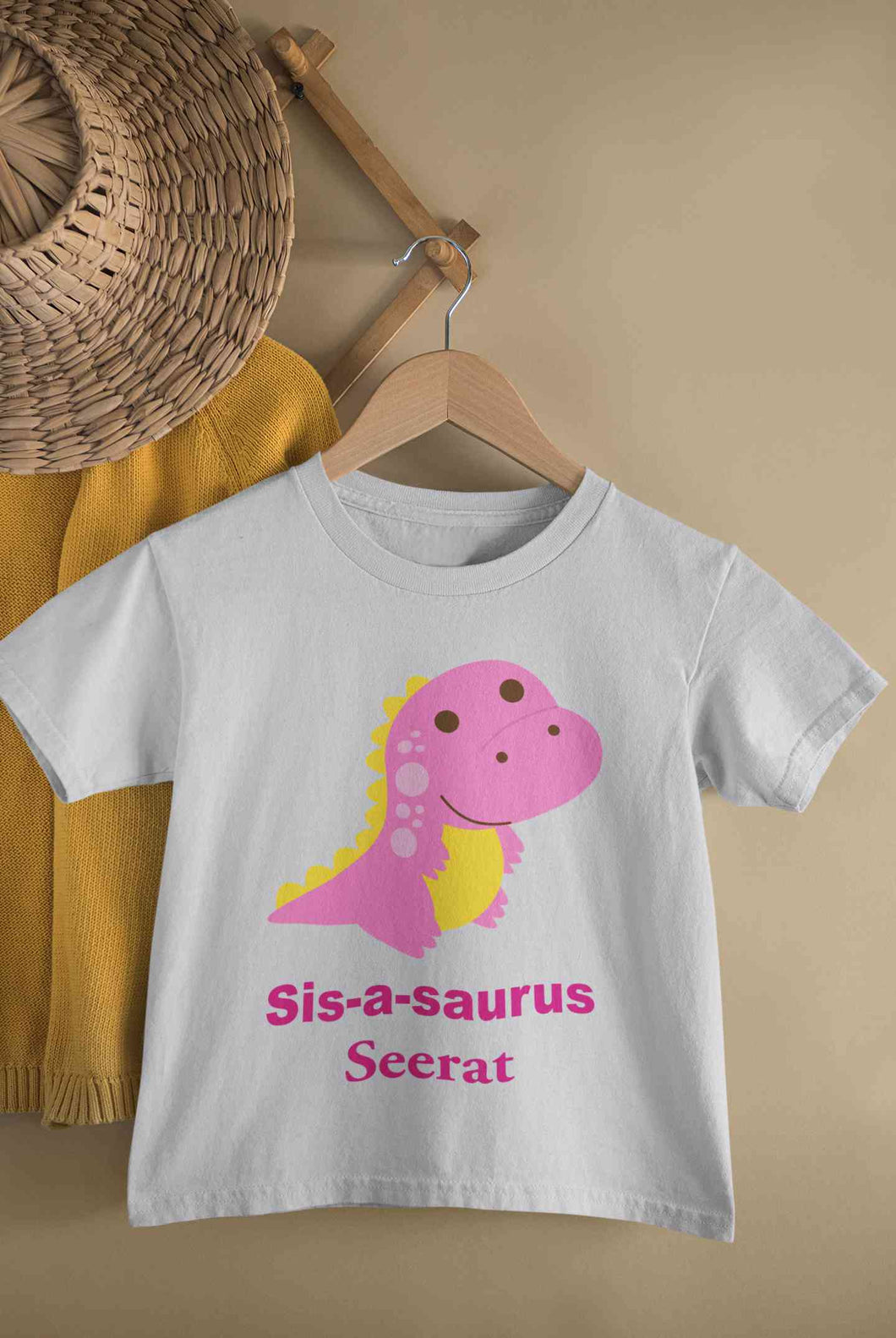 Custom Name Sis A Sauras Rakhi Half Sleeves T-Shirt For Girls -KidsFashionVilla