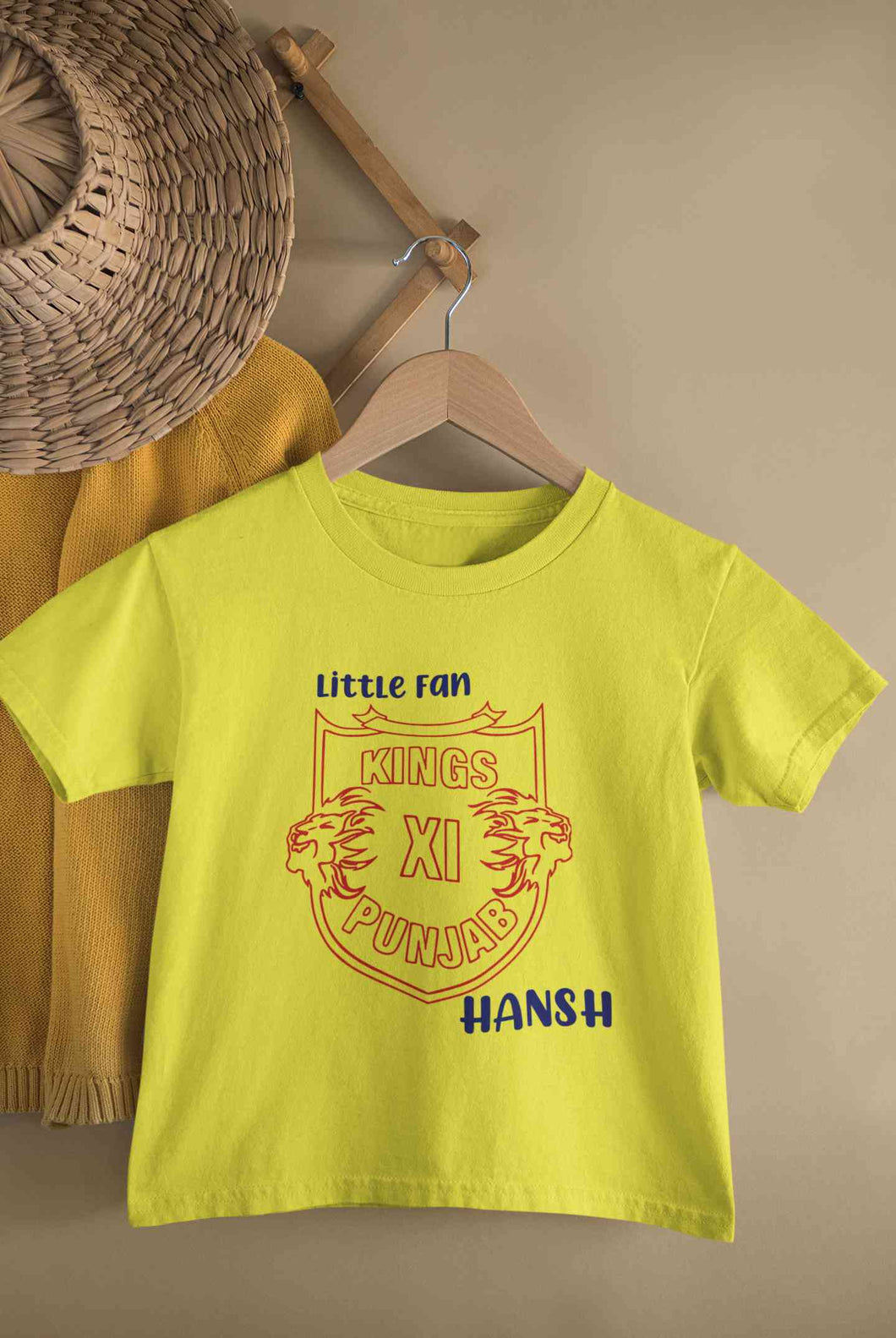 Custom Name IPL PBKS Punjab Super Kings Little Fan Half Sleeves T-Shirt for Boy-KidsFashionVilla