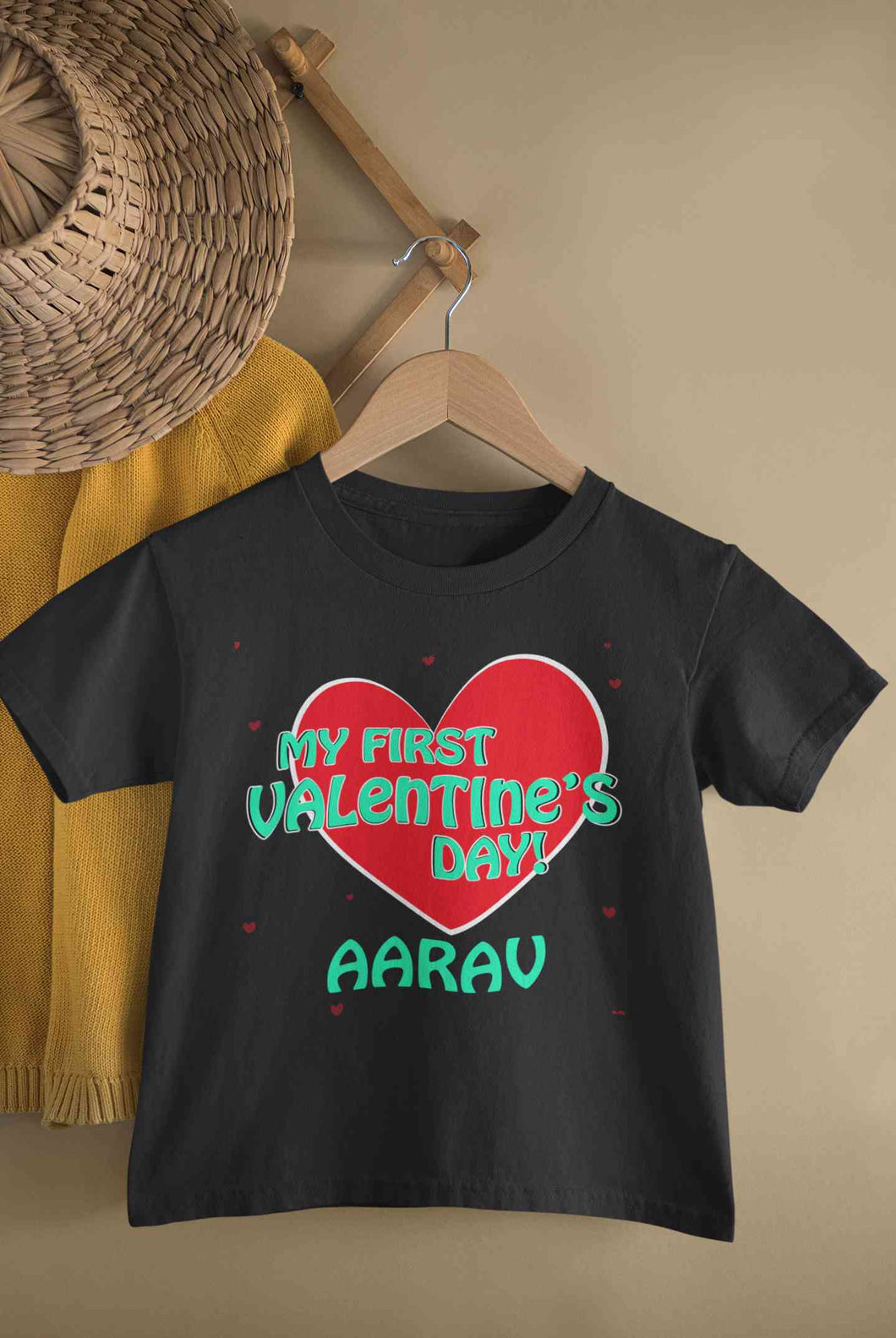 Custom Name 1st Valentine Half Sleeves T-Shirt for Boy-KidsFashionVilla
