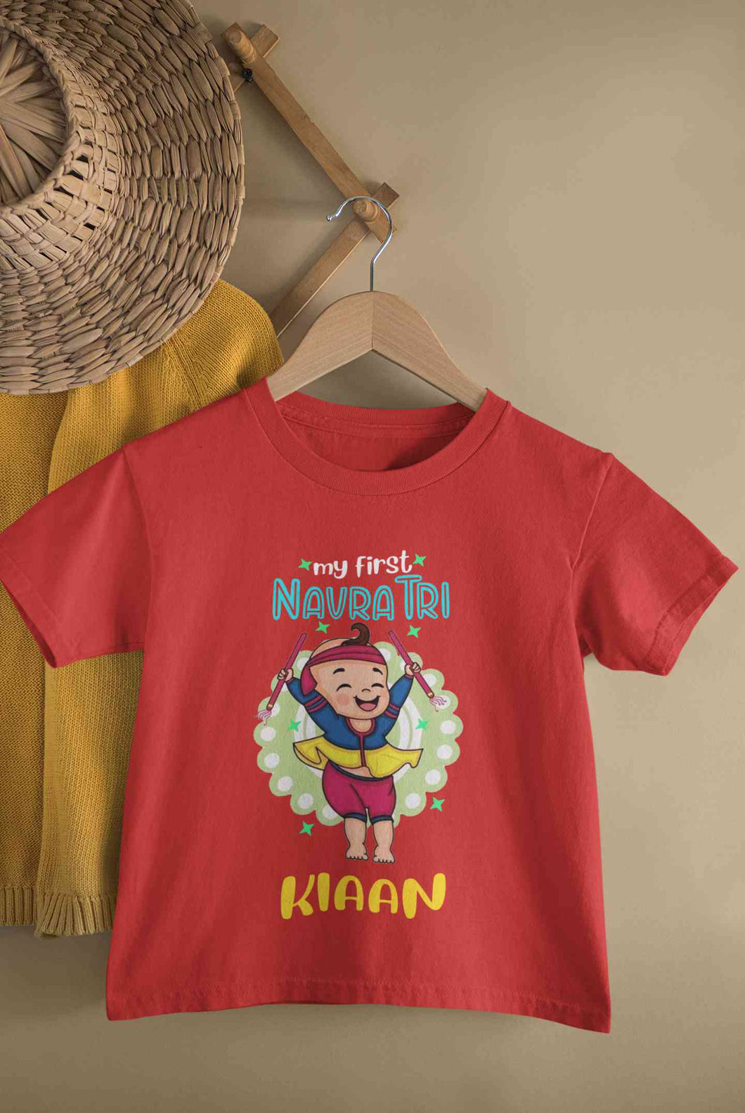 Custom Name My First Navratri Half Sleeves T-Shirt for Boy-KidsFashionVilla