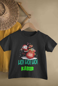 Customized Name Ho! Ho! Ho! Christmas Half Sleeves T-Shirt for Boy-KidsFashionVilla