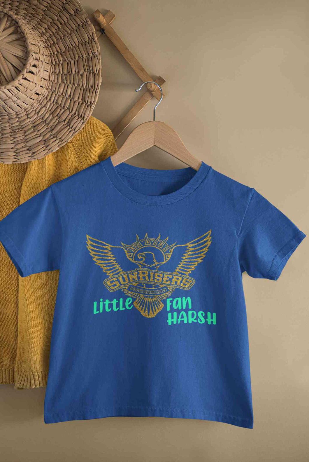Custom Name IPL SRH Sunrisers Little Fan Half Sleeves T-Shirt for Boy-KidsFashionVilla