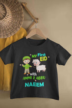 Load image into Gallery viewer, Custom Name My First Eid With Ammi And Abbu Half Sleeves T-Shirt for Boy-KidsFashionVilla
