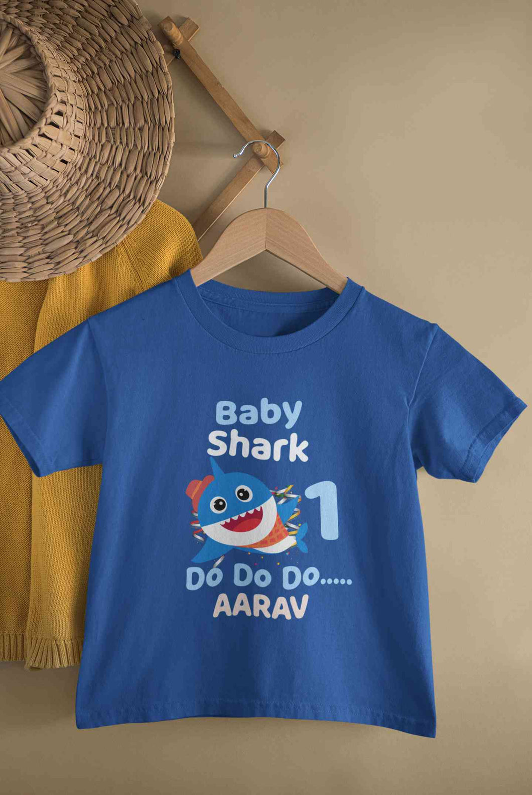 Custom Name Baby Shark Do Do Do First Birthday Half Sleeves T-Shirt for Boy-KidsFashionVilla