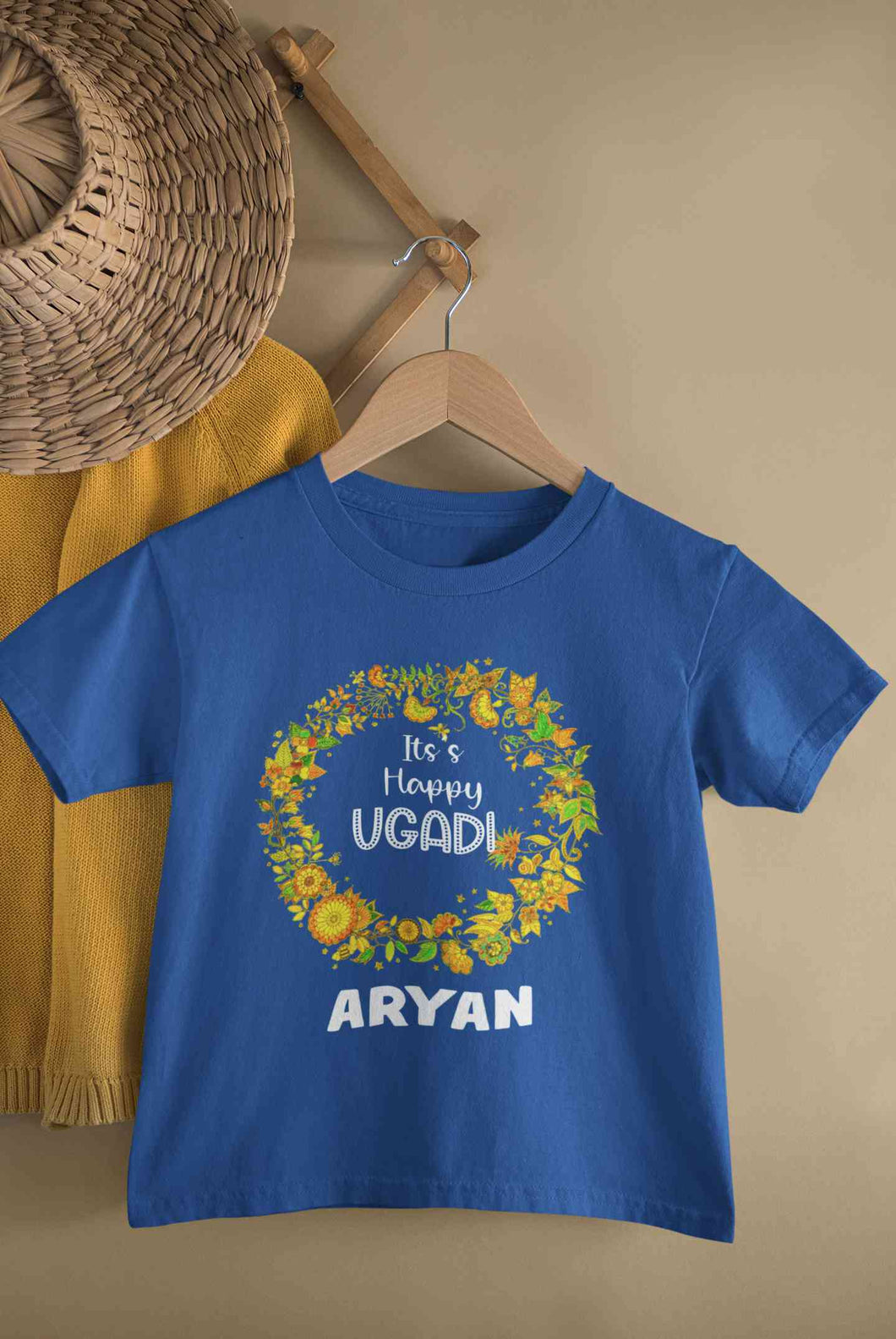 Custom Name Its Happy Ugadi Half Sleeves T-Shirt for Boy-KidsFashionVilla