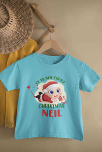 Customized Name It Is My First Christmas Half Sleeves T-Shirt for Boy-KidsFashionVilla