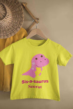 Load image into Gallery viewer, Custom Name Sis A Sauras Rakhi Half Sleeves T-Shirt For Girls -KidsFashionVilla
