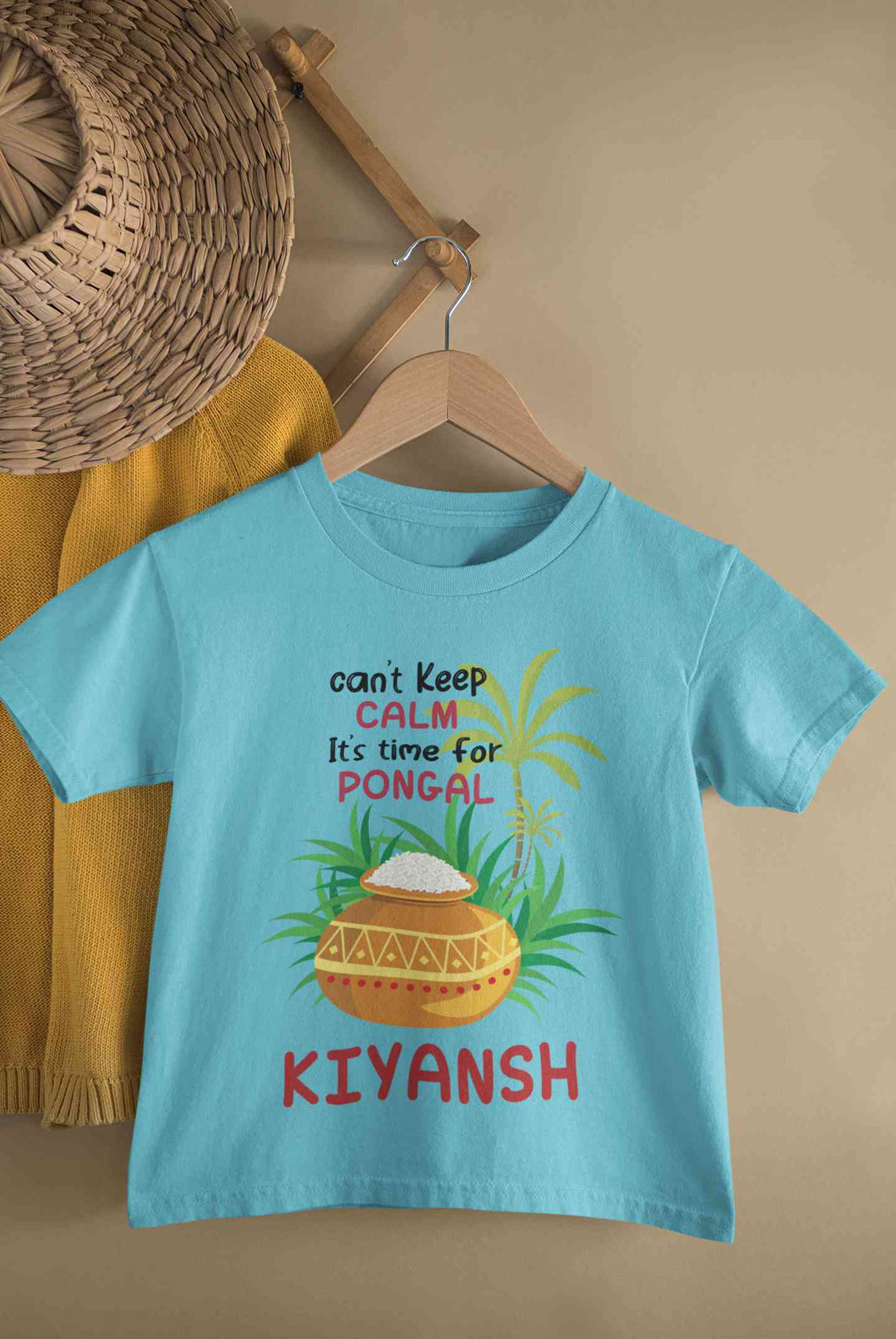 Custom Name Time For Pongal Half Sleeves T-Shirt for Boy-KidsFashionVilla