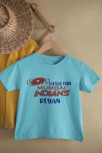 Custom Name IPL MI Mumbai Indians Little Fan Half Sleeves T-Shirt for Boy-KidsFashionVilla