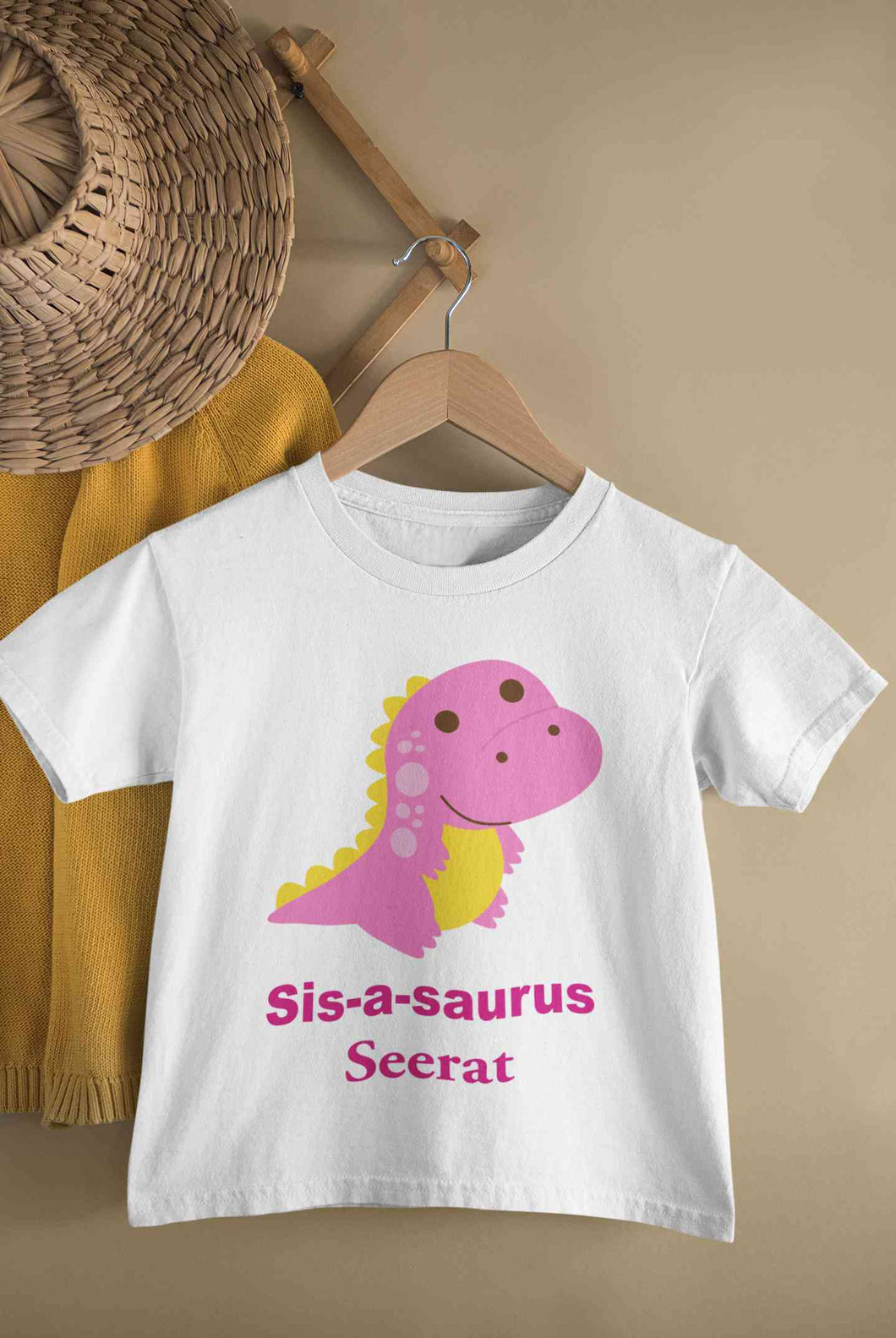 Custom Name Sis A Sauras Rakhi Half Sleeves T-Shirt For Girls -KidsFashionVilla