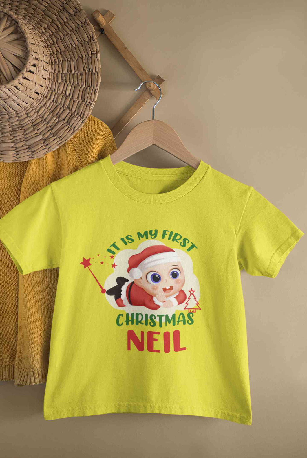 Customized Name It Is My First Christmas Half Sleeves T-Shirt for Boy-KidsFashionVilla