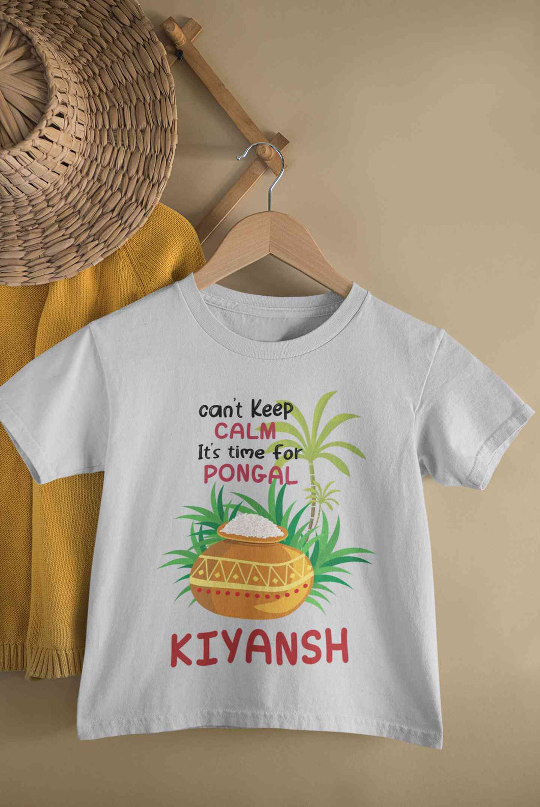 Custom Name Time For Pongal Half Sleeves T-Shirt for Boy-KidsFashionVilla