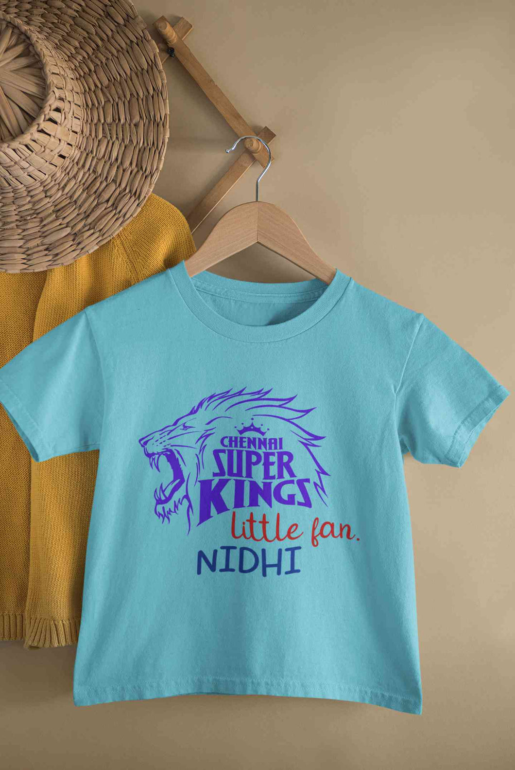 Custom Name IPL CSK Chennai Super Kings Little Fan Half Sleeves T-Shirt For Girls -KidsFashionVilla