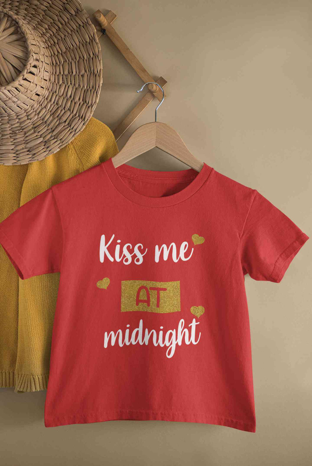 Kiss Me At Midnight Christmas Half Sleeves T-Shirt For Girls -KidsFashionVilla