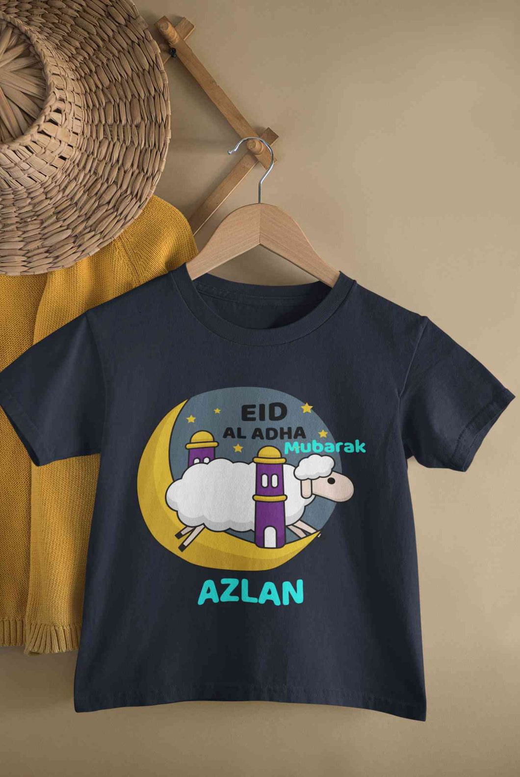 Custom Name Eid Al Adha Bakra Eid Mubarak Half Sleeves T-Shirt for Boy-KidsFashionVilla