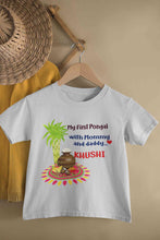 Load image into Gallery viewer, Custom Name My First Pongal With Mommy And Daddy Half Sleeves T-Shirt For Girls -KidsFashionVilla
