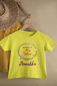Custom Name Promoted To Big Sister Rakhi Half Sleeves T-Shirt For Girls -KidsFashionVilla