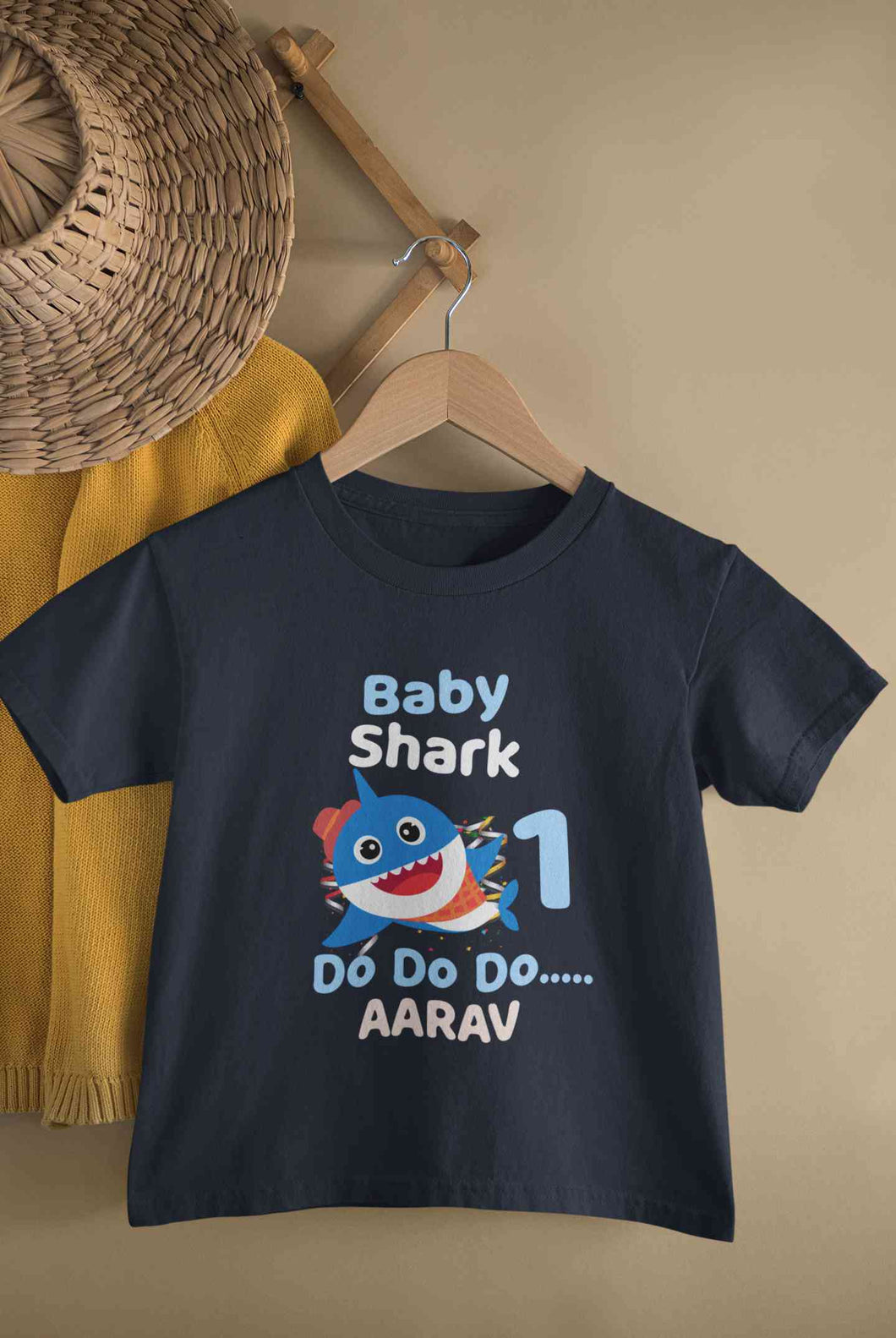 Custom Name Baby Shark Do Do Do First Birthday Half Sleeves T-Shirt for Boy-KidsFashionVilla