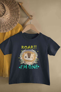 Roar I Am One First Birthday Half Sleeves T-Shirt for Boy-KidsFashionVilla