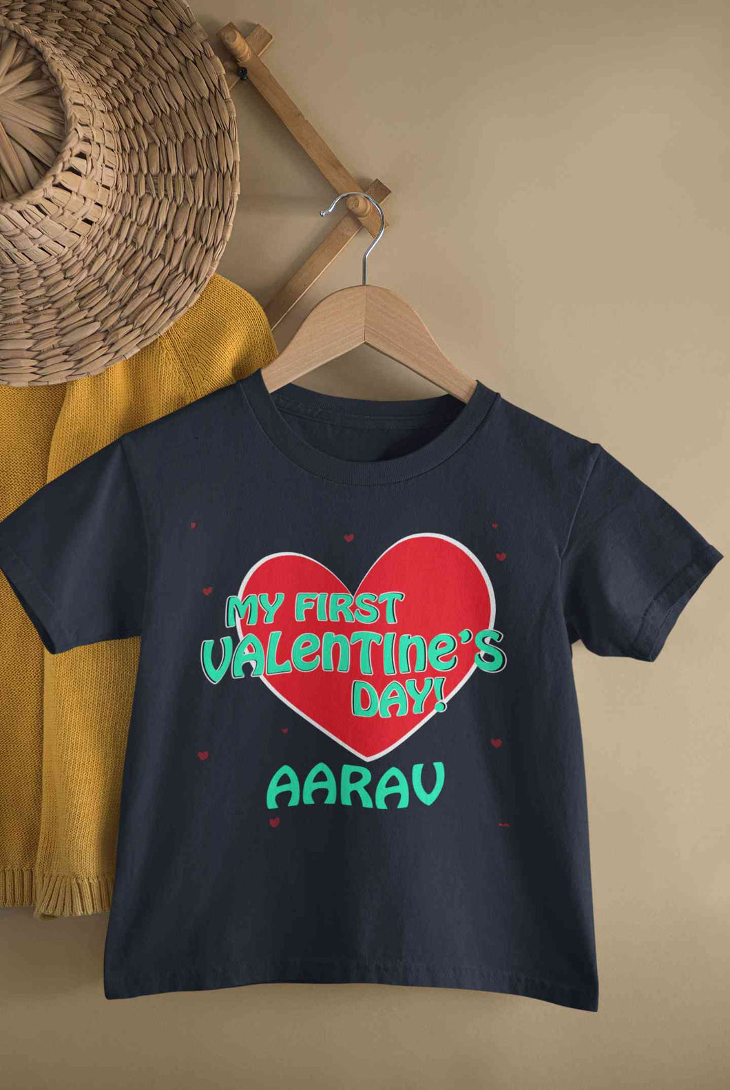 Custom Name 1st Valentine Half Sleeves T-Shirt for Boy-KidsFashionVilla