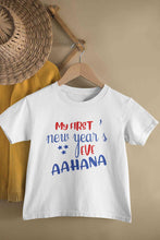 Load image into Gallery viewer, Customized Name My First New Year Half Sleeves T-Shirt For Girls -KidsFashionVilla
