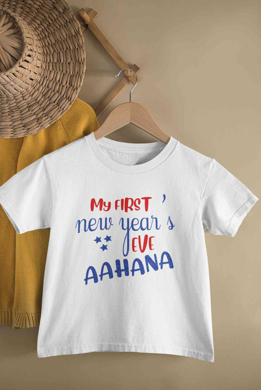 Customized Name My First New Year Half Sleeves T-Shirt For Girls -KidsFashionVilla